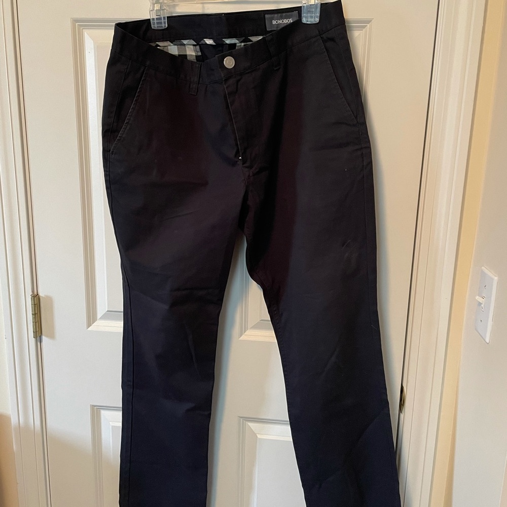 Navy Bonobos Chinos - 35 waist 30 length - Slim Straight Fit
